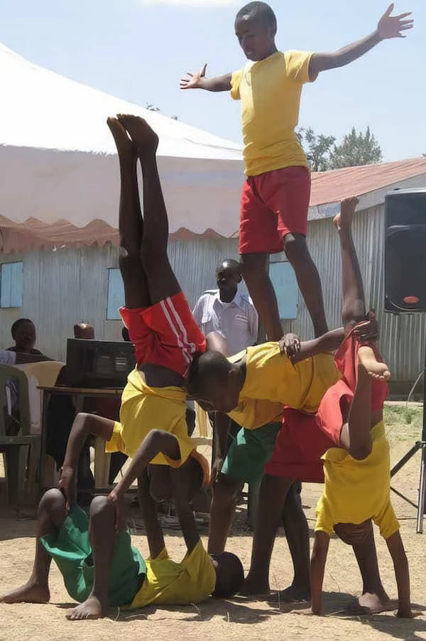Young people from Boys Town Africa gathered in the courtyard
