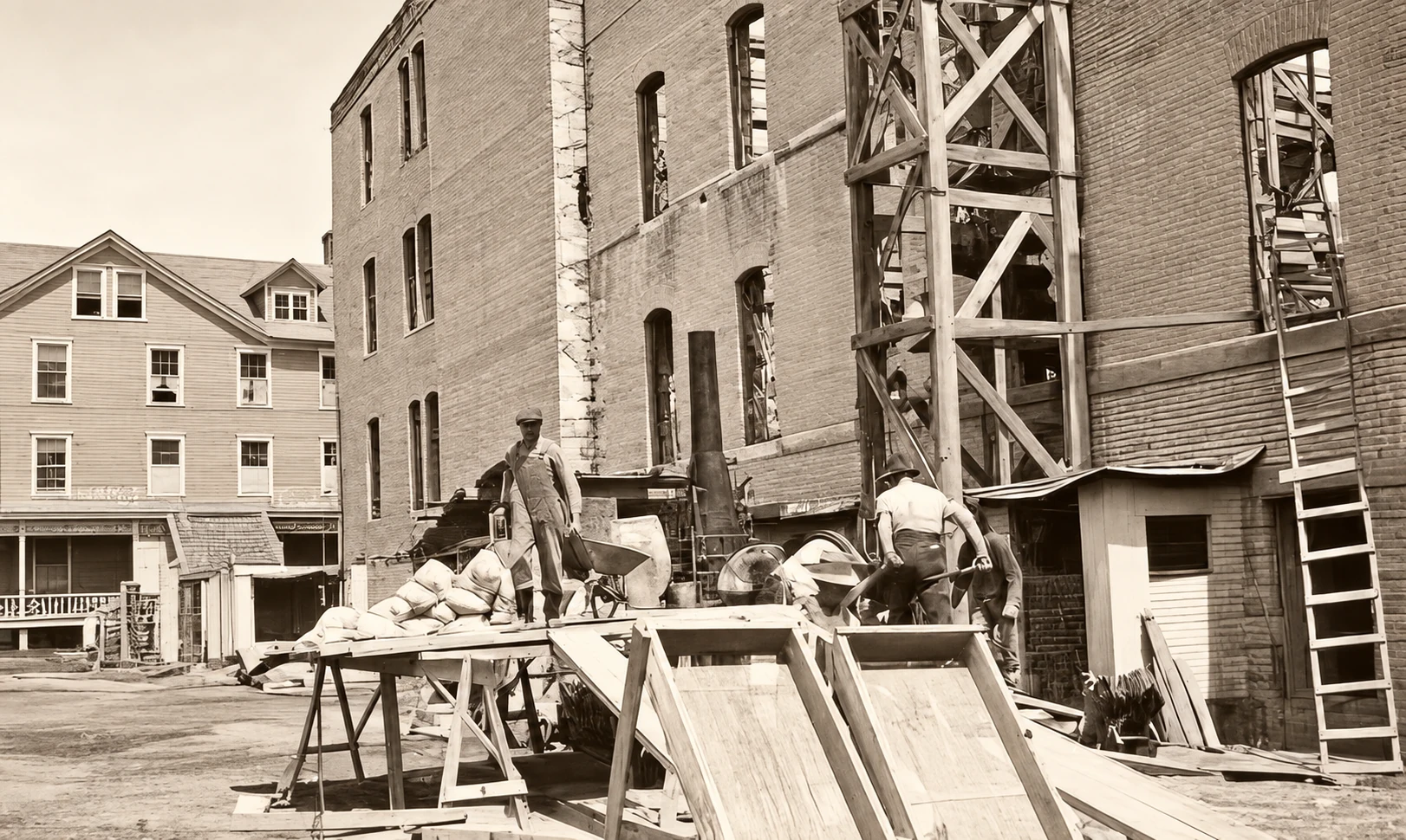 Il secondo collegio in costruzione nel 1920