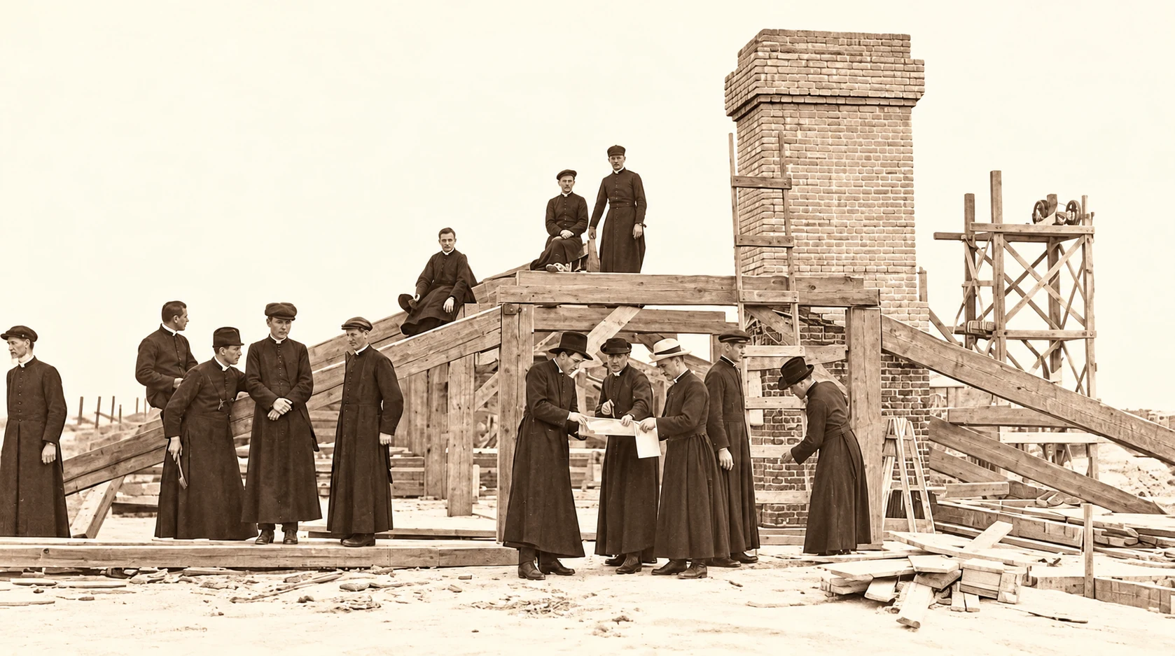 Il collegio in costruzione nel 1917