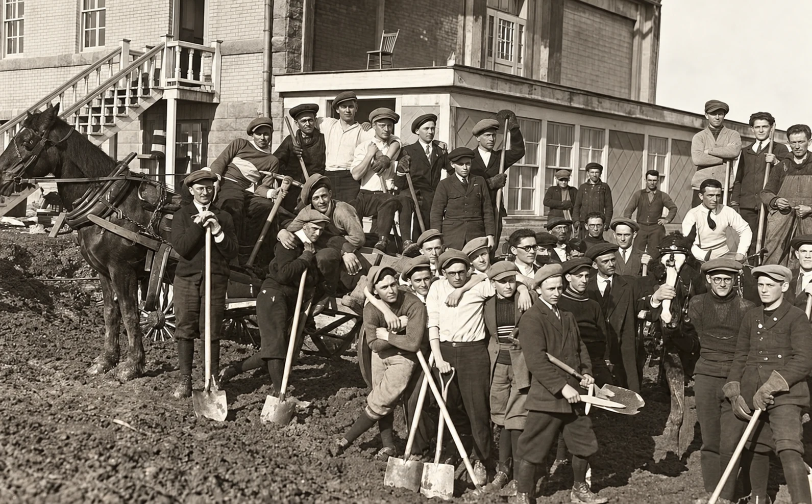 Il terzo collegio in costruzione nel 1924