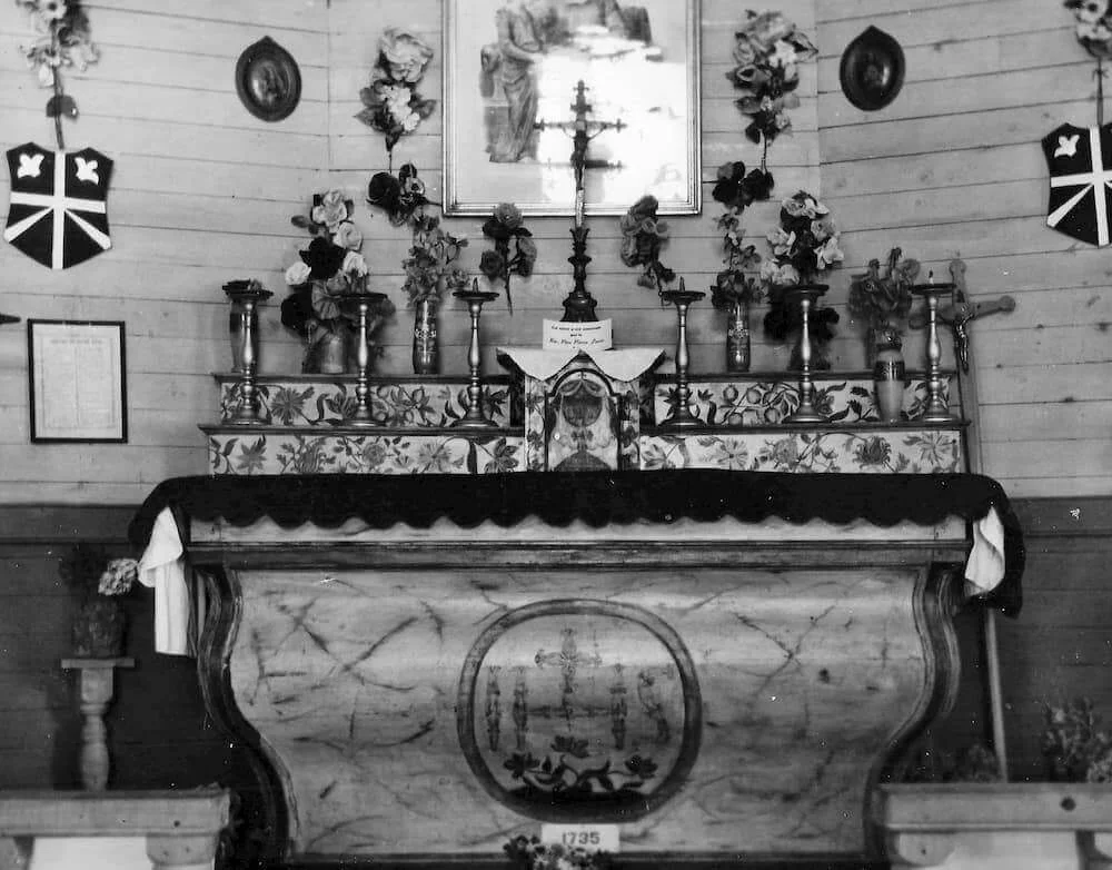 Chapel altar decorated with flowers for the feast of Saint Anne