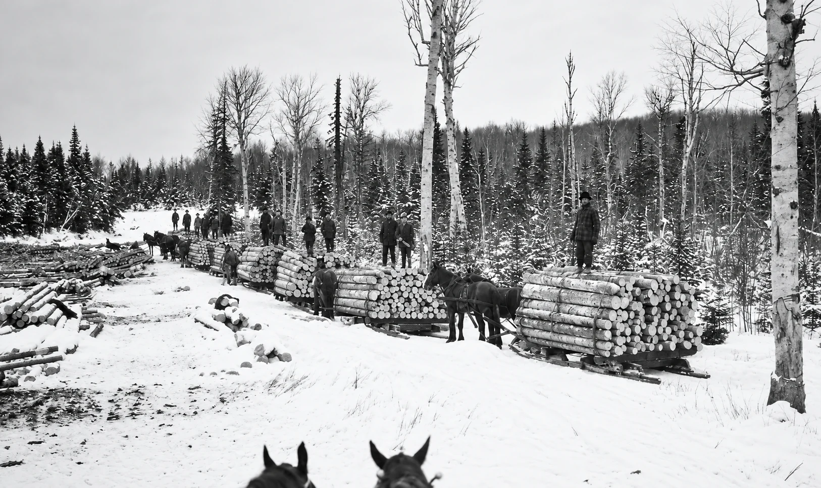Archival photograph of the North Shore logging camps, image 8