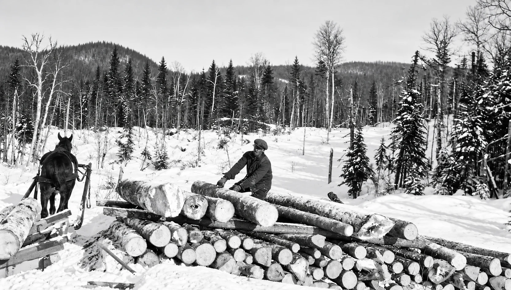 Archival photograph of the North Shore logging camps, image 10
