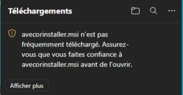 Edge flags an uncommon download — Ave Cor example.