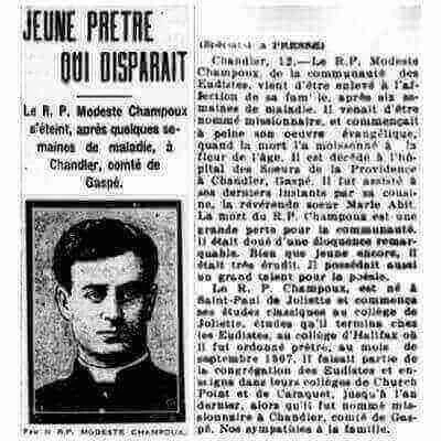 Document relating to Modeste Champoux · 8