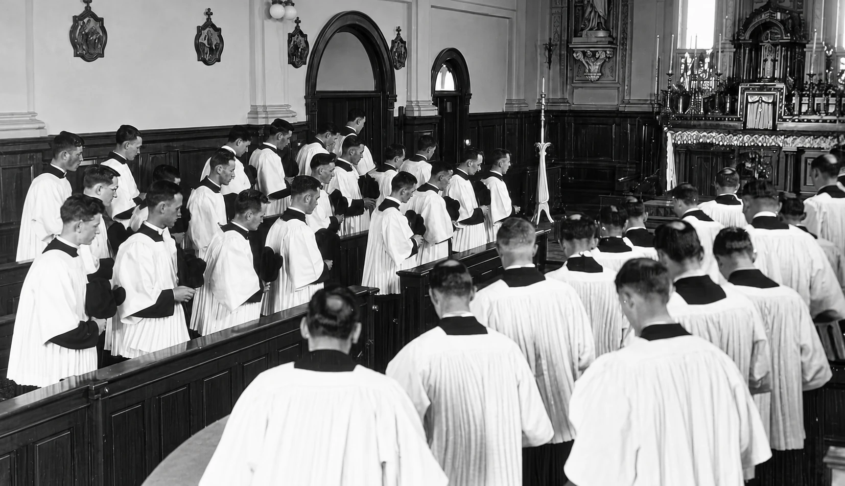 I seminaristi nella cappella